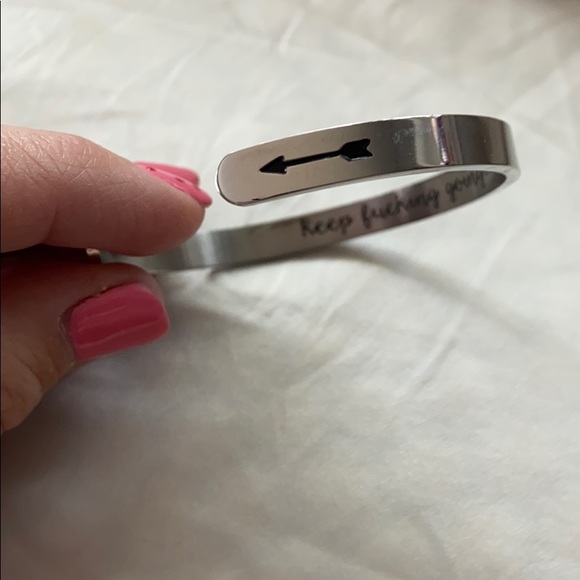 COPY - Silver bracelet w/ “keep fucking going” on inside - Picture 4 of 4